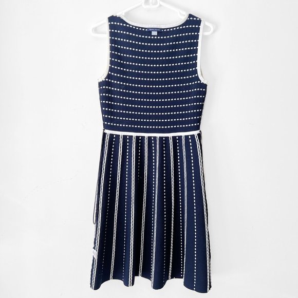 NEW Tommy Hilfiger Striped Cotton-Blend Fit-and-Flare Knitted Dress in Navy, S - Picture 10 of 14